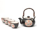 Red Flower Japanese Tea Set
